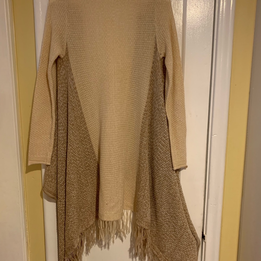 Fringed cardigan sweater long